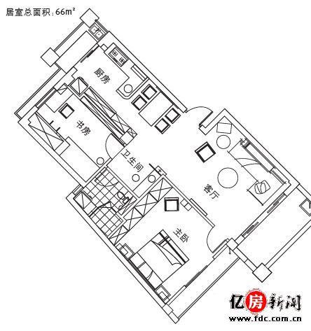 酷炫色彩完美拼合打造60平小户型